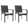 vidaXL havestole med hynder 2 stk. polyrattan sort