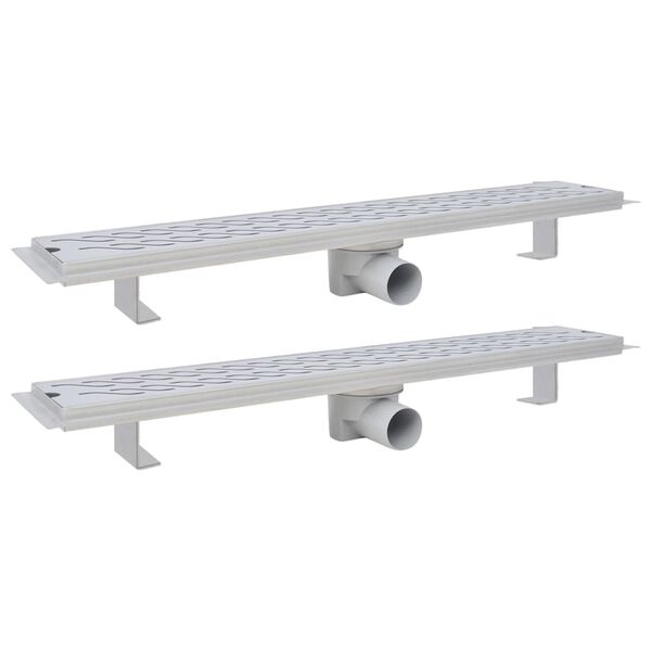 vidaXL lineære bruseafløb 2 stk. bølgedesign 730 x 140 mm rustfrit stål