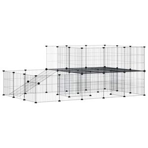 vidaXL 44-panels k&aelig;ledyrsindhegning med l&aring;ge 175x105x70 cm st&aring;l sort