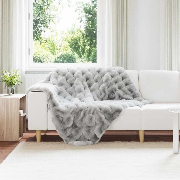 vidaXL Faux Kanin Pels T&aelig;ppe 4 pcs Gr&aring; 130 x 150 cm Polyester