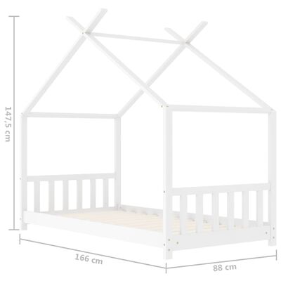 vidaXL sengestel til børneseng 80 x 160 cm massivt fyrretræ hvid