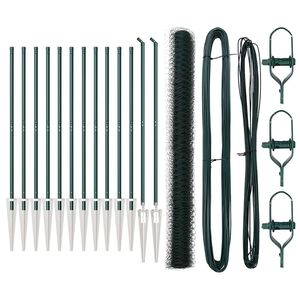 vidaXL Sekskantet hegn med stolpe 25 x 1,6 m PVC-belagt st&aring;l Gr&oslash;n Mesh