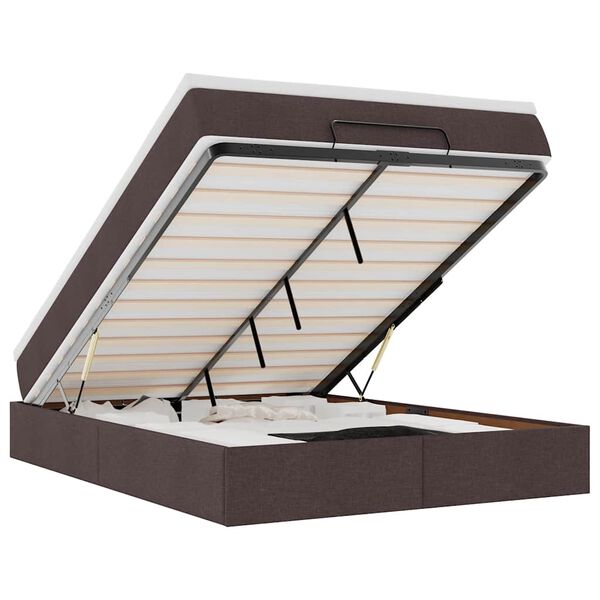 vidaXL osmannisk sengeramme med madras 140x190 cm stof m&oslash;rkebrun