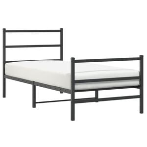 vidaXL sengeramme med sengegavl og fodg&aelig;rde 90x200 cm metal sort
