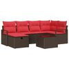 vidaXL Sofa S&aelig;t 7 stk. 6-Antal s&aelig;der Brun og R&oslash;d polyrattan