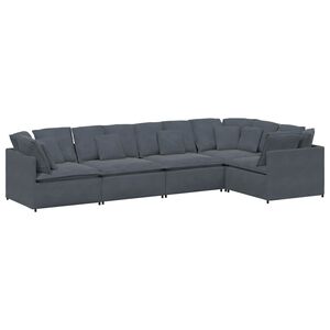 vidaXL modulsofa med hynder fl&oslash;jl m&oslash;rkegr&aring;