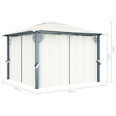 vidaXL havepavillon med gardin 300x300 cm aluminium cremefarvet