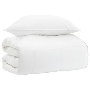 vidaXL Dynebetr&aelig;k S&aelig;t Hvid 135 x 200 cm Bomuld, Bambus, Polyester