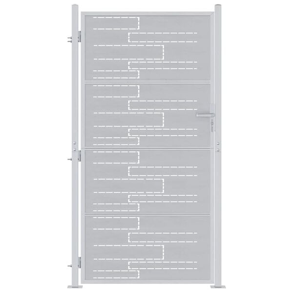 vidaXL Haveport med l&aring;s S&oslash;lv 96 x 200 cm Rustfrit st&aring;l