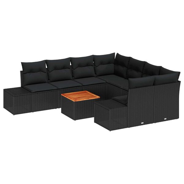 vidaXL Havesofa Sæt 9 pcs Sort