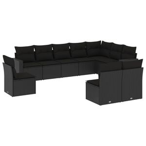 vidaXL sofas&aelig;t til haven 10 dele med hynder polyrattan sort