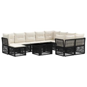 vidaXL Havesofa S&aelig;t 11 stk. Sort polyrattan
