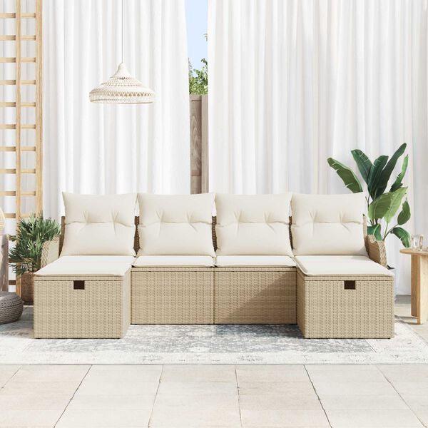 vidaXL Sofa Sæt med pude 6 pcs Beige og creme polyrattan