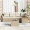 vidaXL Havesofa S&aelig;t med pude med opbevaring 6 pcs Beige Poly rattan