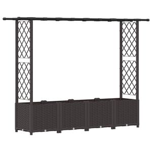 vidaXL H&aelig;vet Bed med Trellis og Tag Brun 203 x 40 x 136 cm PP
