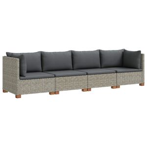 vidaXL 4 stk. Rattan Lounges&aelig;t med Puder GENDT Naturlig rattan