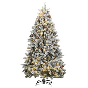 vidaXL kunstigt juletr&aelig; 300 LED'er og kugles&aelig;t h&aelig;ngslet 180 cm