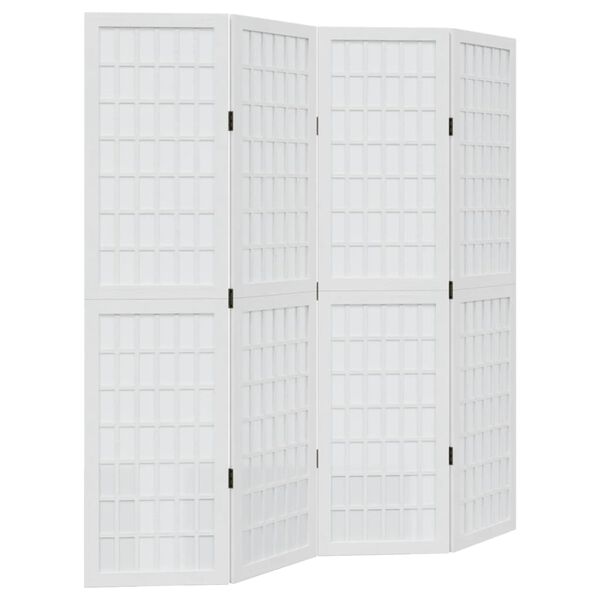 vidaXL rumdeler 4 paneler massivt kejsertr&aelig; hvid