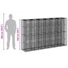 vidaXL Gabion h&oslash;jbed 3 pcs S&oslash;lv 250 x 50 x 150 cm Galvaniseret st&aring;l