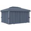 vidaXL pavillon med gardin 4x3 m aluminium antracitgr&aring;