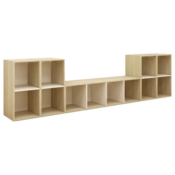 vidaXL tv-skabss&aelig;t 5 dele konstrueret tr&aelig; hvid og sonoma eg