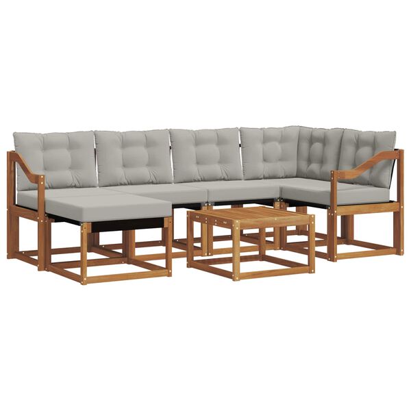 vidaXL Udend&oslash;rs sofagruppe med pude 7 pcs Naturlig og Lys Gr&aring;