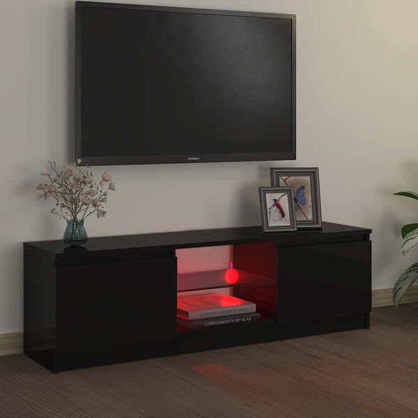 vidaXL tv-skab med LED-lys 120x30x36 cm sort