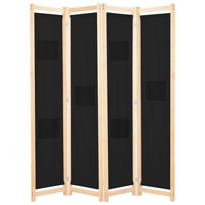 vidaXL 4-panels rumdeler 160 x 170 x 4 cm stof sort