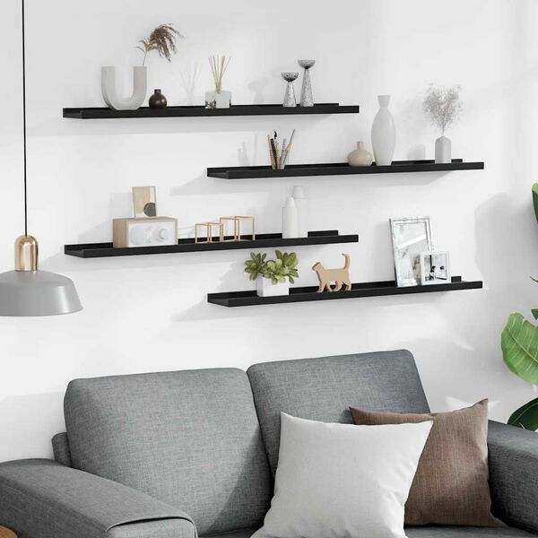 vidaXL væghylder 4 stk. 80x9x3 cm sort