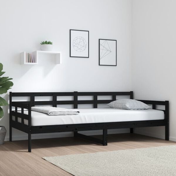 vidaXL daybed 90x200 cm massivt fyrretr&aelig; sort