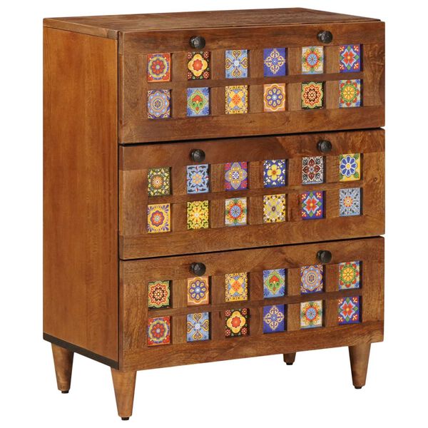 vidaXL Sideboard 3 pcs Valn&oslash;d Massivt mangotr&aelig;