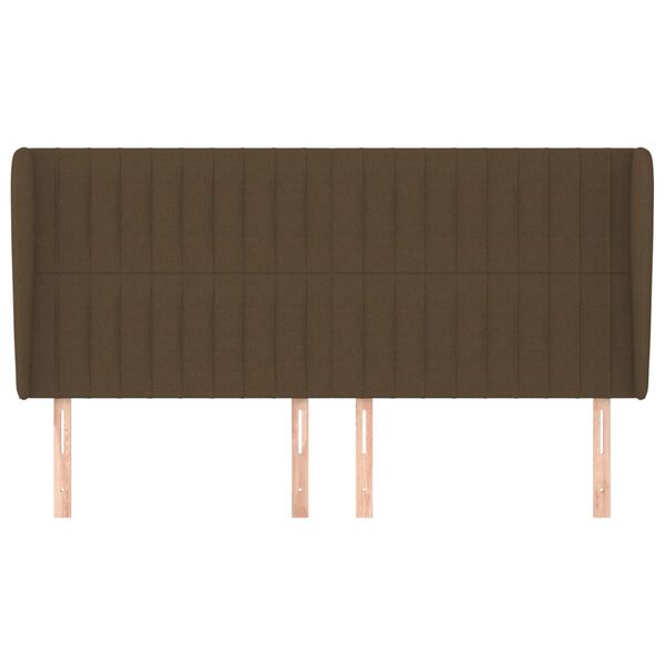 vidaXL sengegavl med kanter 163x23x118/128 cm stof m&oslash;rkebrun