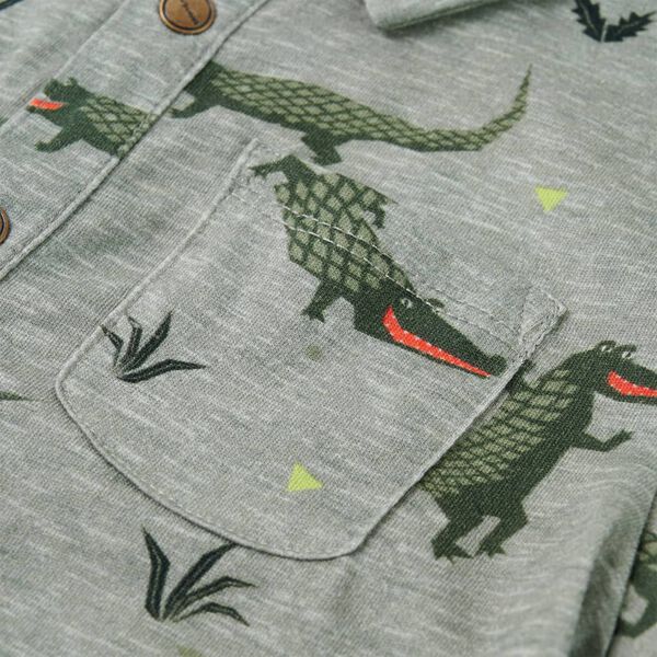 Skjorte til børn str. 140 lys kakimeleret