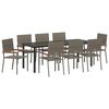 vidaXL Have Spisebordss&aelig;t med pude 9 pcs Gr&aring; polyrattan