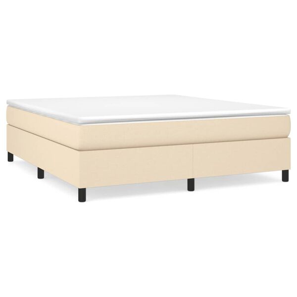 vidaXL Boxspring sengeramme 160x200 cm stof cremefarvet