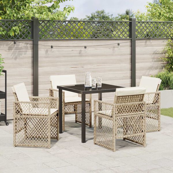 vidaXL Have Spisebordss&aelig;t 5 pcs Beige polyrattan