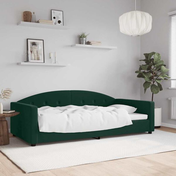 vidaXL daybed 100x200 cm velour m&oslash;rkegr&oslash;n