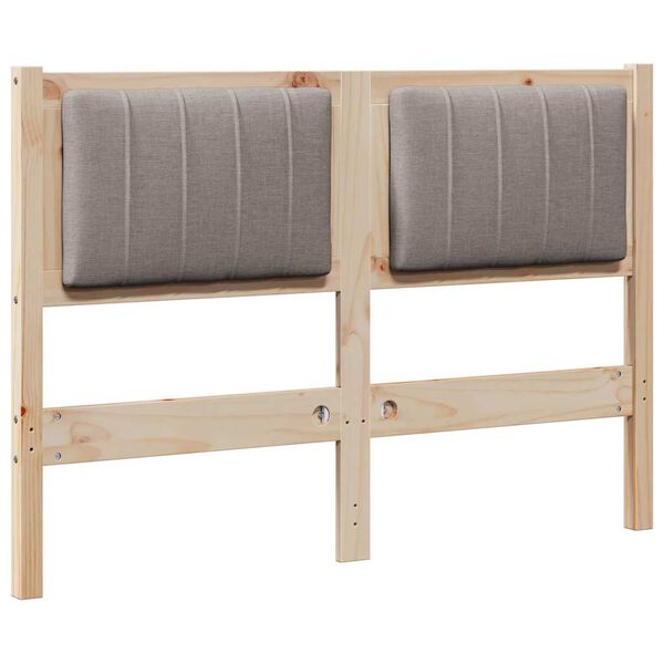 vidaXL Polstret sengegavl med hovedg&aelig;rde Brun 120 cm Massiv fyrretr&aelig;