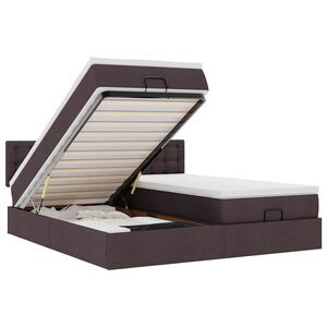 vidaXL osmannisk sengeramme med madrasser 160x200 cm stof m&oslash;rkebrun