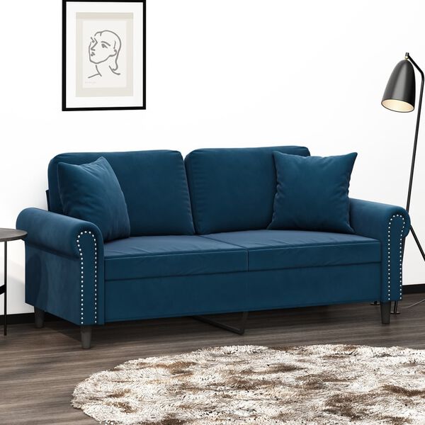 vidaXL 2-personers sofa med puder og hynder 140 cm velour bl&aring;