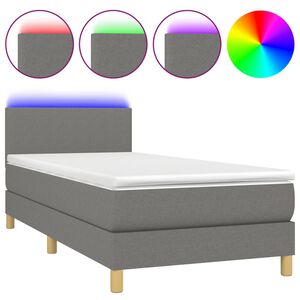 vidaXL kontinentalseng med LED-lys 80x200 cm stof m&oslash;rkegr&aring;