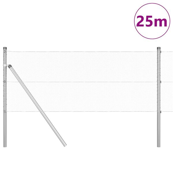 vidaXL Hegnsp&aelig;l S&oslash;lv 25 x 0,6 m (13 mm net) St&aring;l