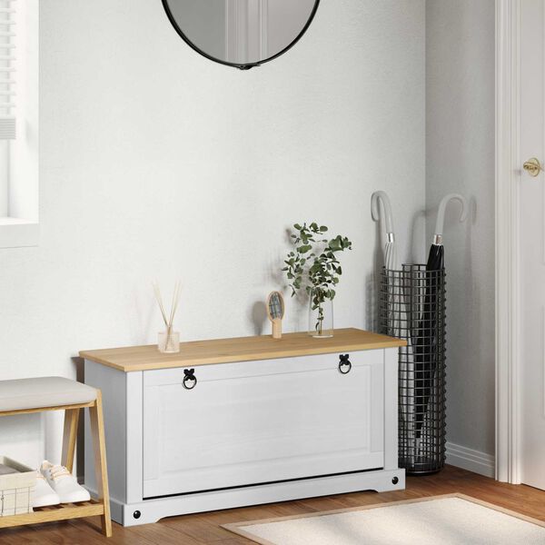vidaXL Sko skab med hylde Corona Hvid 99 x 32 x 49 cm Massiv fyrretr&aelig;