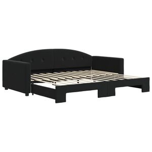 vidaXL daybed med udtr&aelig;k 90x200 cm velour sort