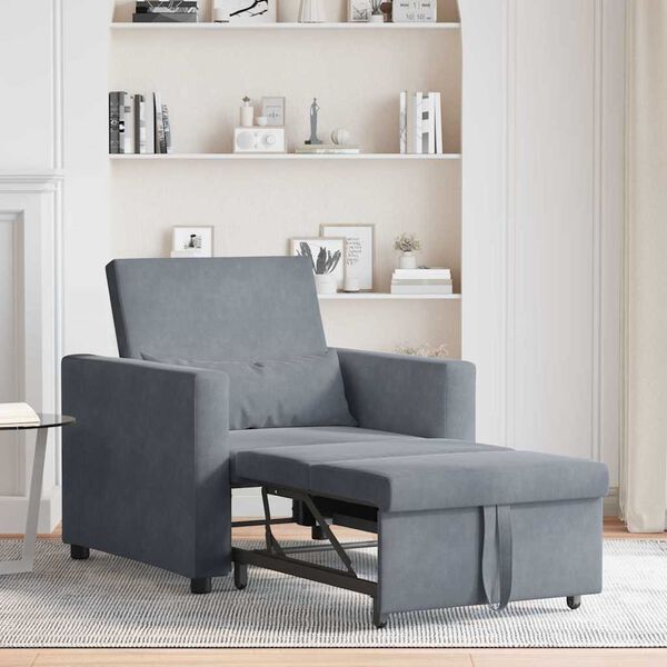vidaXL Enkelt Sofa Seng med hjul Mørkegrå 90 x 165 x 87 cm Fløjl