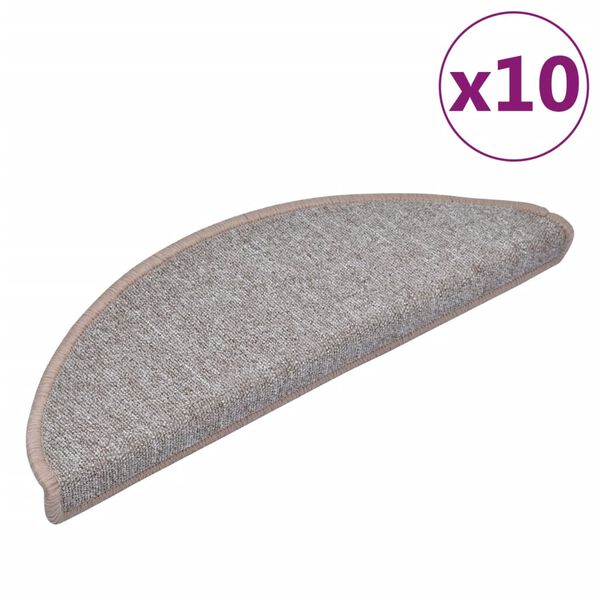 vidaXL trappemåtter 10 stk. 65x24x4 cm lysebrune halvrund store