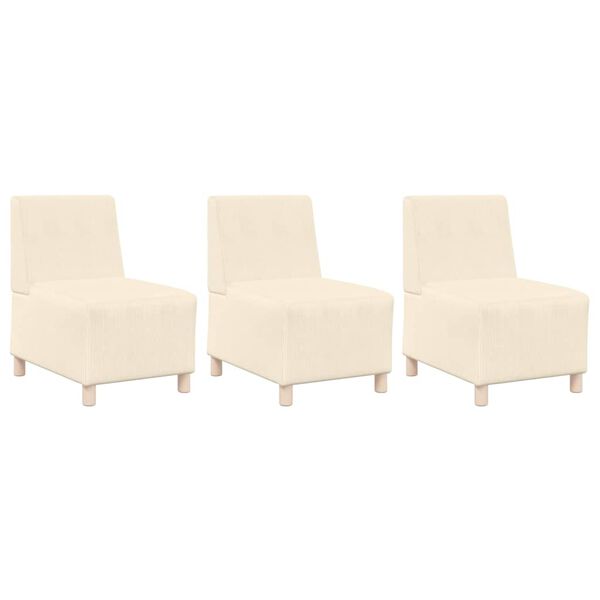 vidaXL Modulsofa enhed uden arme 3 pcs Creme 55 x 74 x 82 cm