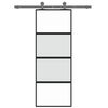 vidaXL skydedør 76x205 cm hærdet glas og aluminium sort