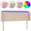 vidaXL sengegavl med LED-lys 147x16x78/88cm kunstl&aelig;der cappuccino