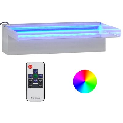 vidaXL vandfald med LED'er og RGB-farver 30 cm rustfrit stål